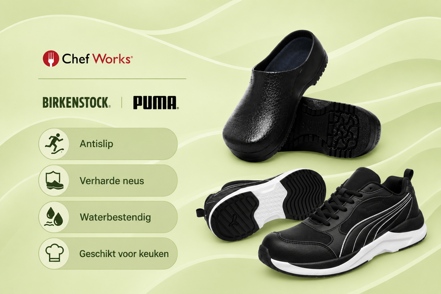 Koksschoen antislip zool stalen neus en composiet gladde vloeren.