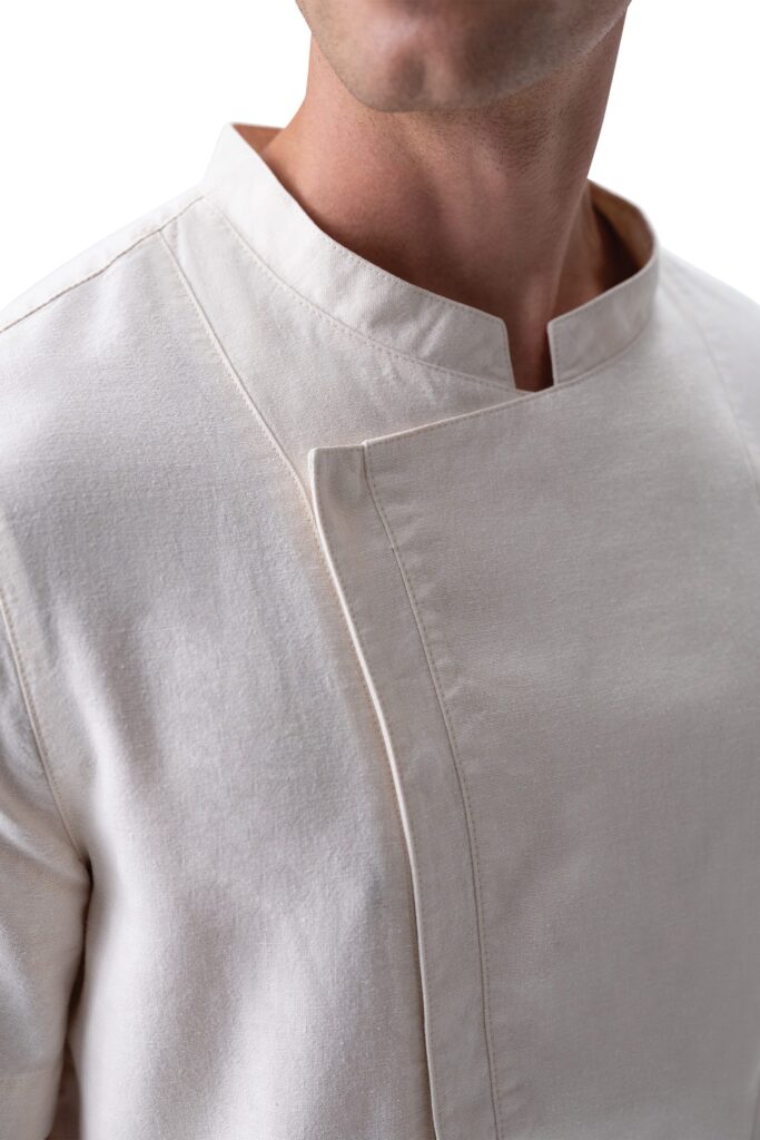Koksvest in haver kleur met duurzame stoffen